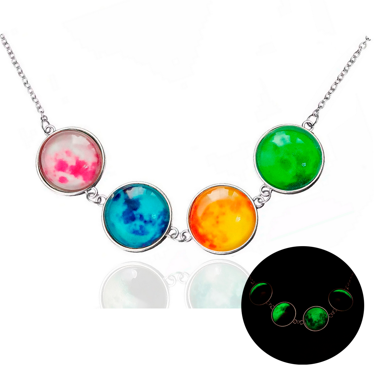 Collar Lunas Luminosas Alumbran + Estuche 